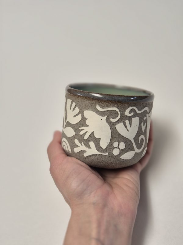 Ceramic sgraffito cup