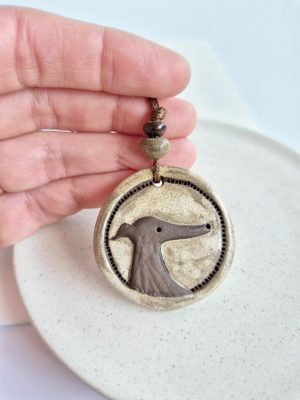 Ceramic whippet pendant