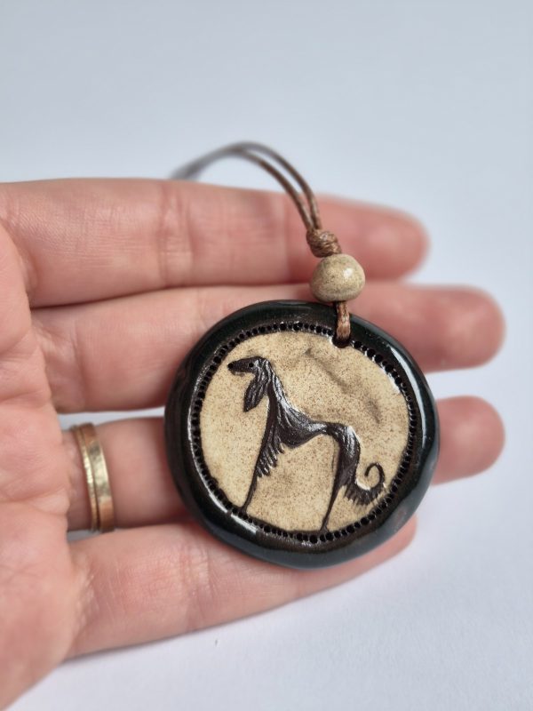 Ceramic saluki pendant