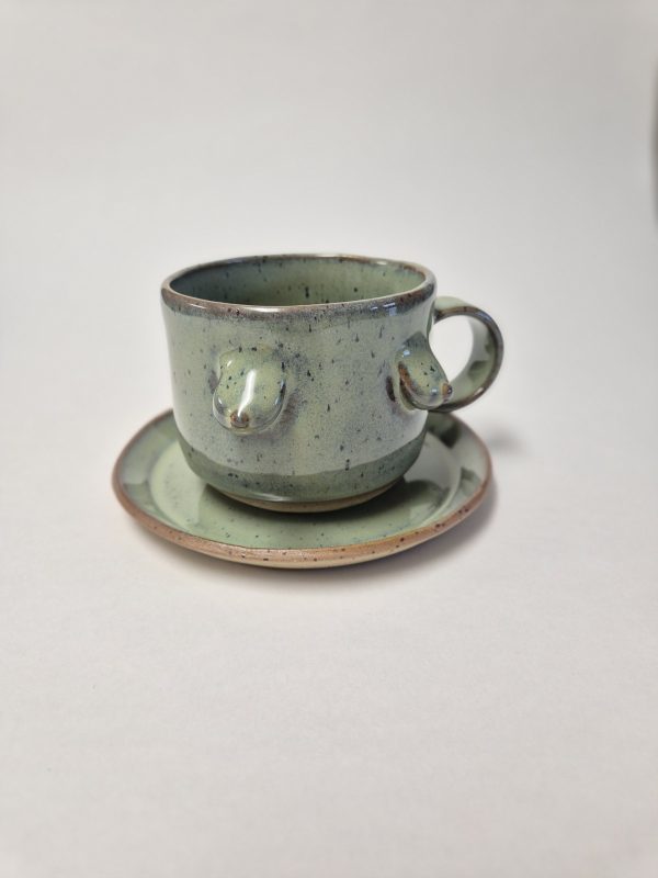 Ceramic tea set in green