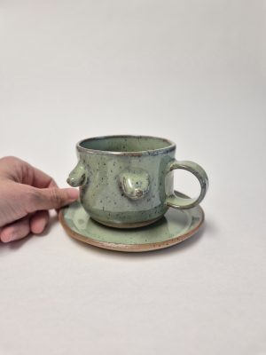 Ceramic tea set in green