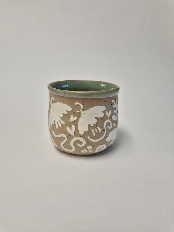 Ceramic sgraffito mug