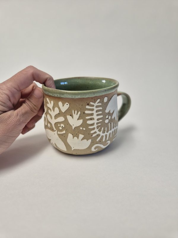 Ceramic sgraffito mug