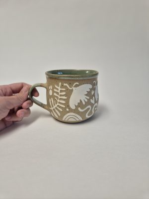 Ceramic sgraffito mug