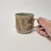 Ceramic greyhound sgraffito mug
