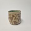 Ceramic greyhound sgraffito mug