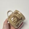 Ceramic greyhound sgraffito mug