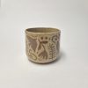 Ceramic sgraffito mug in brown