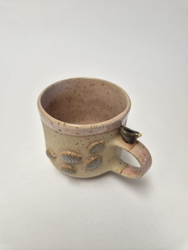 Ceramic blackbird mug in pink