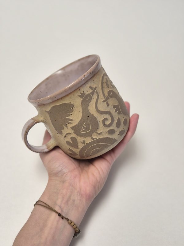 Ceramic sgraffito mug