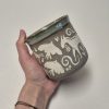 Ceramic sgraffito mug with horses