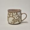 Ceramic sgraffito mug pink