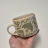 Ceramic sgraffito mug