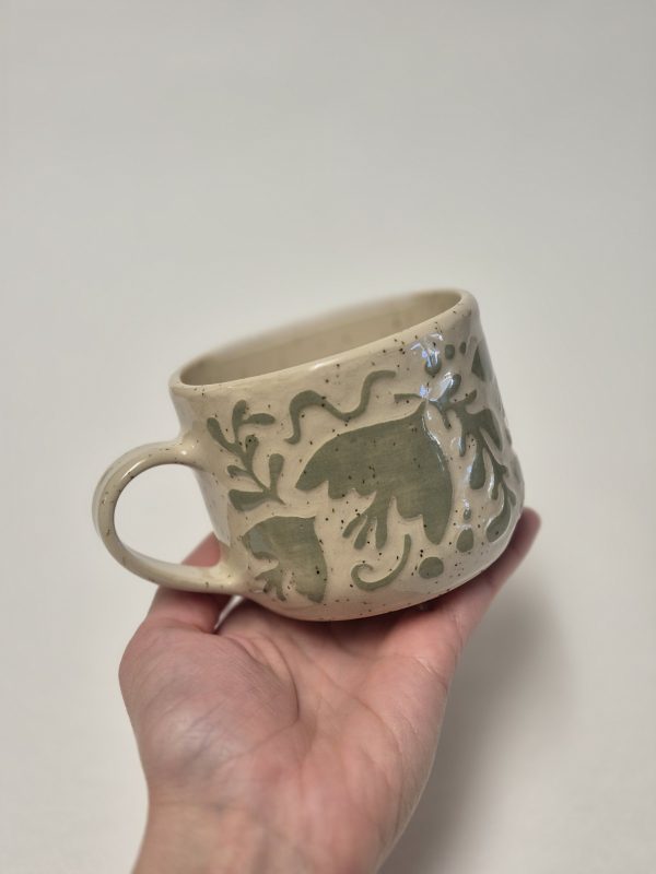 Ceramic sgraffito mug