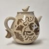 Stoneware sgraffito teapot