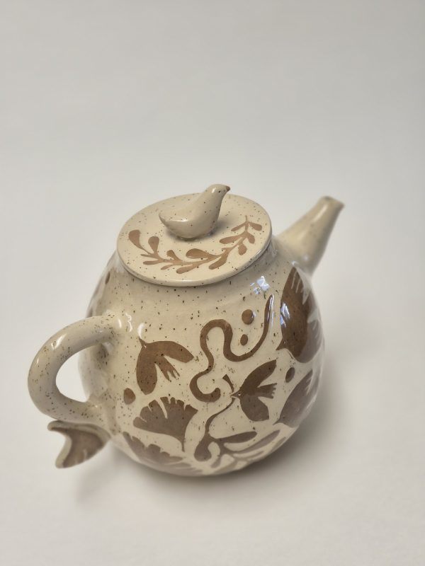 Stoneware sgraffito teapot