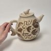 Stoneware sgraffito teapot