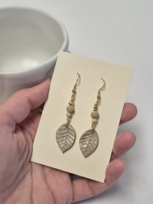 Ceramic leaf earrings