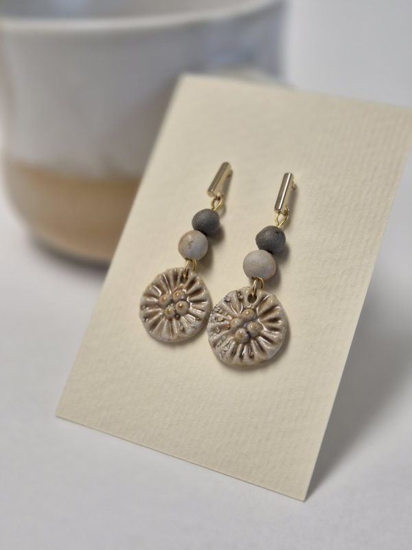Wood fired drop earrings