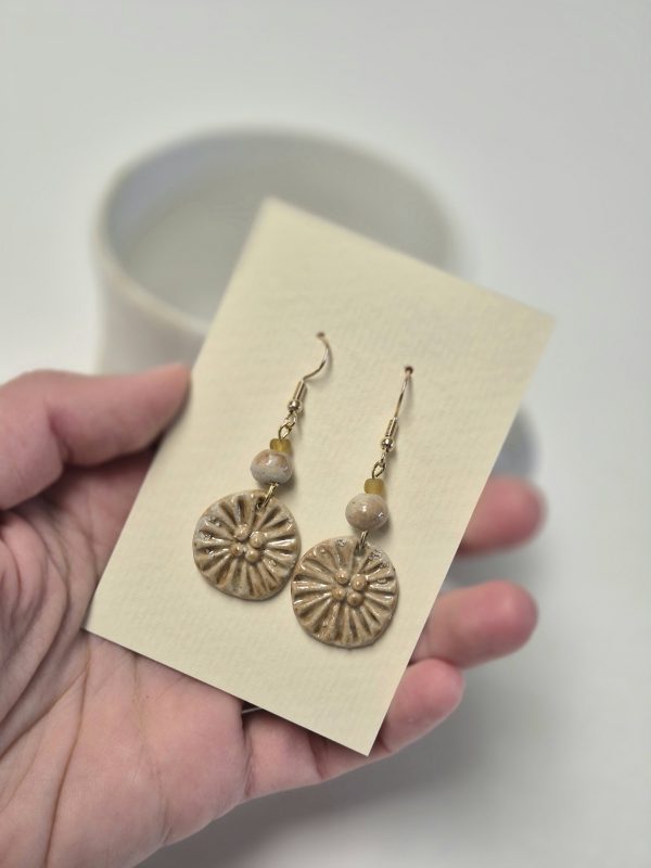 Wood fired dangle earrings