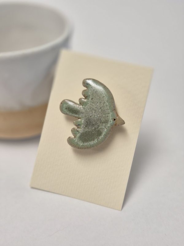 Rustic stoneware brooch