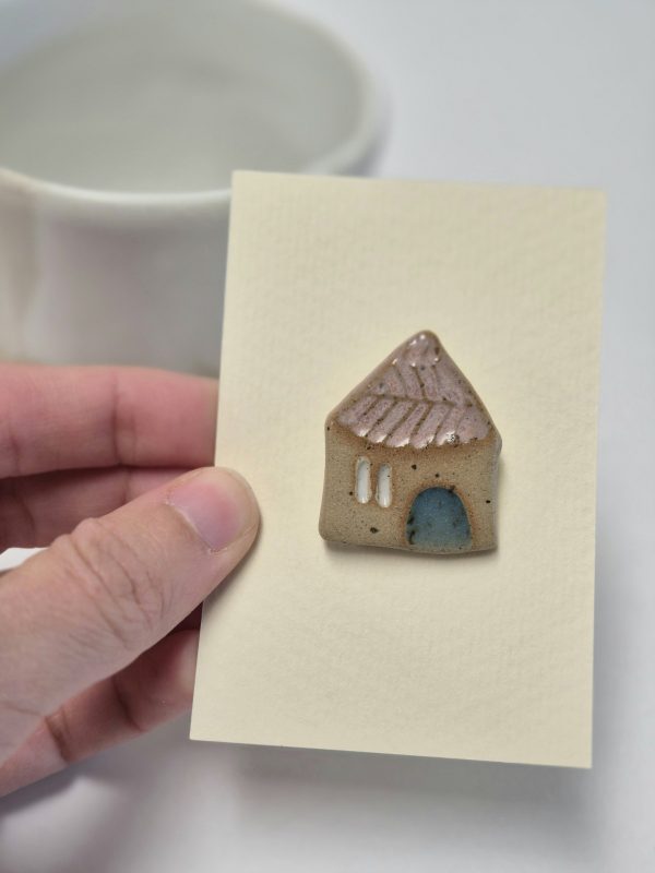 Ceramic house brooch