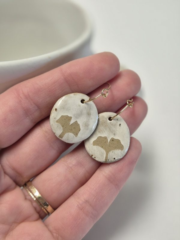 Ceramic ginkgo earrings
