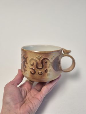Wood fired sgraffito mug
