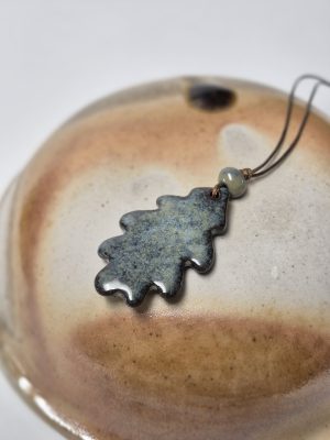 Ceramic oak leaf pendant