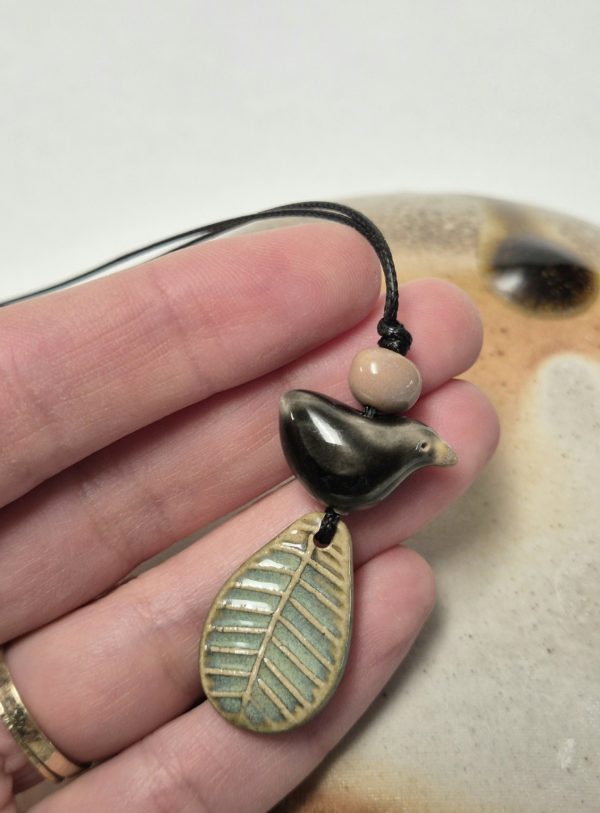Ceramic blackbird pendant