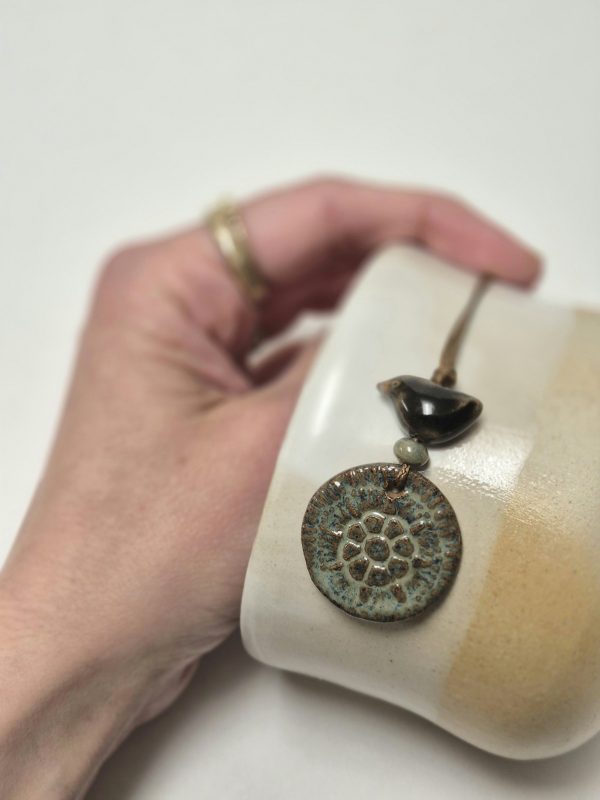 Ceramic blackbird pendant